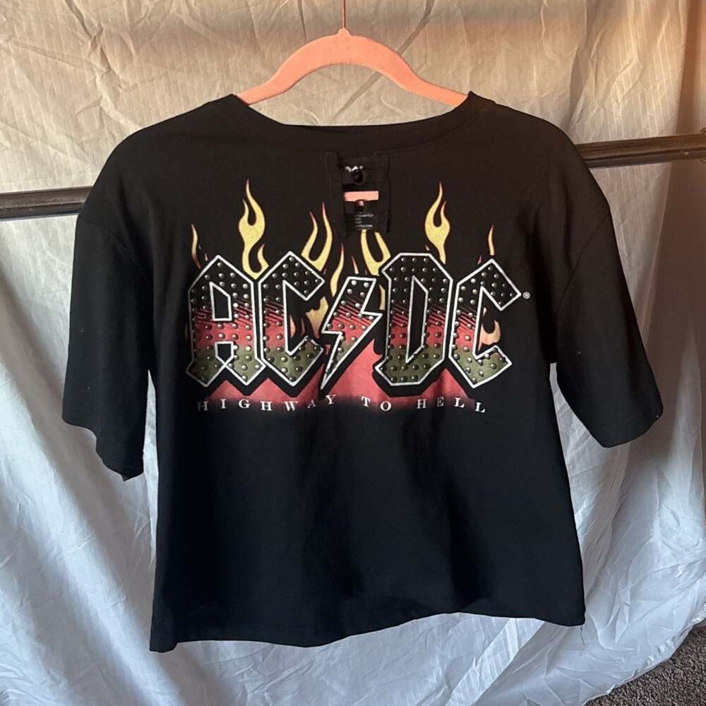 AC/DC Graphic Cropped T-Shirt Black Red